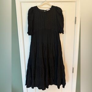 Neuflora Stella Dress - Black Eyelet Tiered Midi Dress NWT
